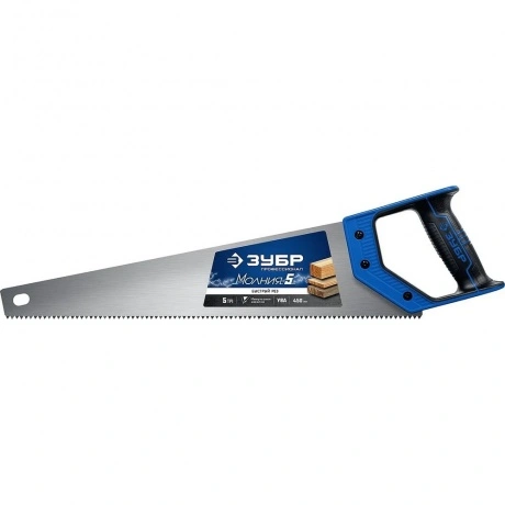 Ножовка по дереву (пила) ЗУБР МОЛНИЯ-5 450 мм, 5 TPI, прямой кру...