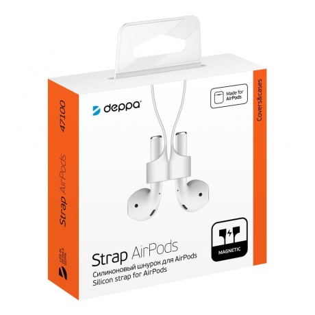 Силиконовый шнурок Deppa для AirPods белый 47100 - фото 3