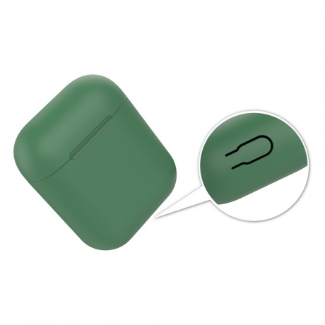 Силиконовый чехол Deppa Ultra Slim для AirPods 1/2, темно-зеленый - фото 5