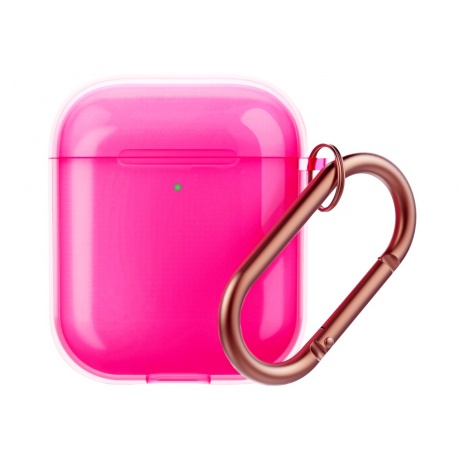 Чехол Deppa TPU Neon для AirPods 1/2, карабин, розовый - фото 1