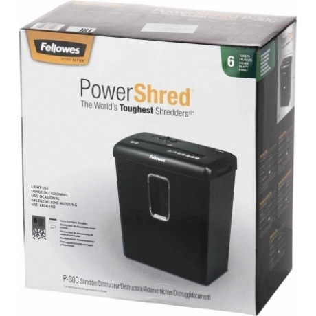 Шредер Fellowes Powershred P-30C, DIN P-4, 4х34 мм, 6 лст., 15 лтр. - фото 7