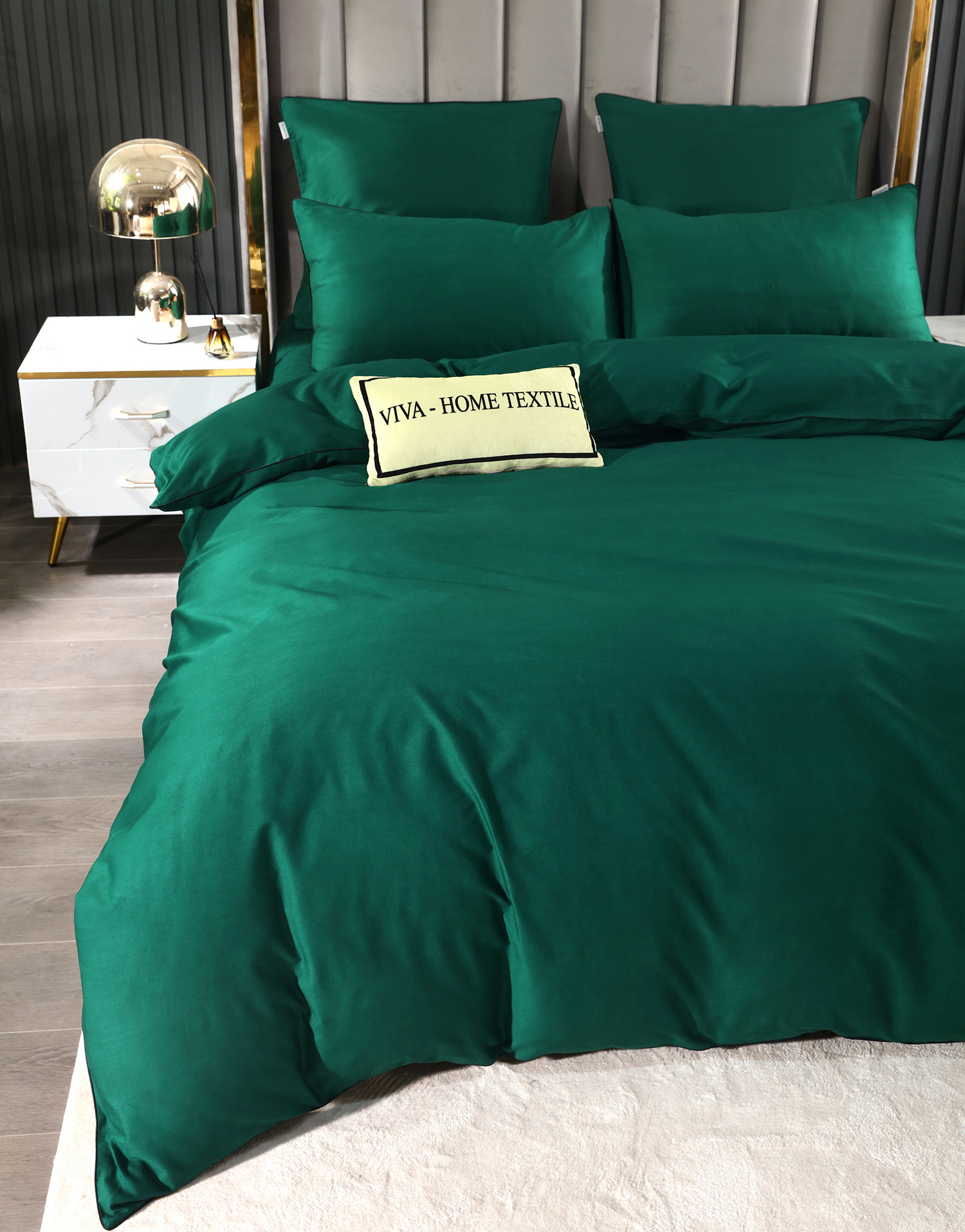 Комплект постельного белья Однотонный Сатин Элитный на резинке OCER018 2 спальный 4 Наволочки 160*200*30 - фото 6