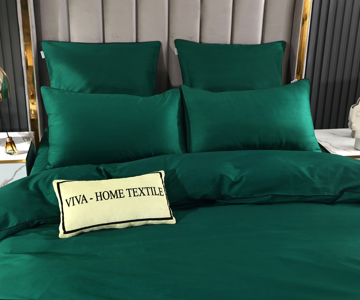 Комплект постельного белья Однотонный Сатин Элитный на резинке OCER018 2 спальный 4 Наволочки 160*200*30 - фото 7