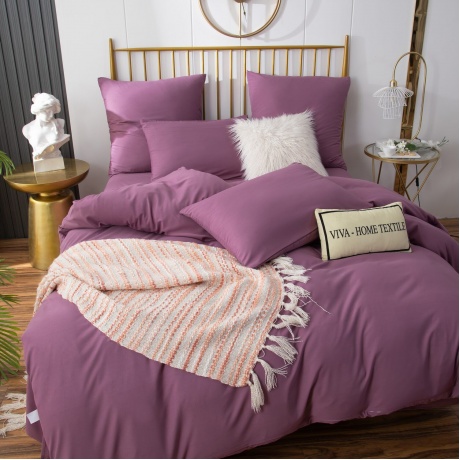 Комплект постельного белья Однотонный Сатин CS043 Евро 4 Наволочки - фото 1