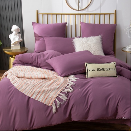 Комплект постельного белья Однотонный Сатин CS043 Евро 4 Наволочки - фото 2