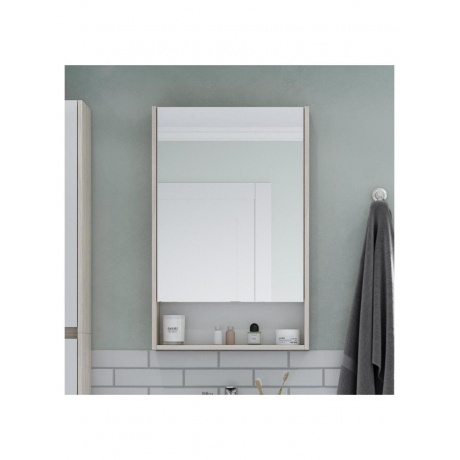 1A252102SDB20 зеркальный шкаф СКАНДИ 55 (белый/дуб верона) - фото 6