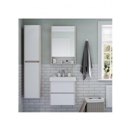 1A252102SDB20 зеркальный шкаф СКАНДИ 55 (белый/дуб верона) - фото 7