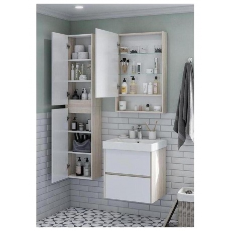 1A252102SDB20 зеркальный шкаф СКАНДИ 55 (белый/дуб верона) - фото 8