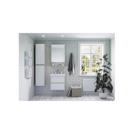 1A252102SDB20 зеркальный шкаф СКАНДИ 55 (белый/дуб верона) - фото 9