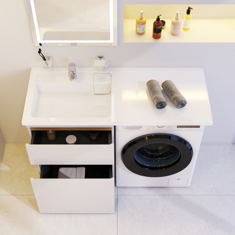 База под столешницу для стиральной машины, напольная, 60 см AM.PM X-Joy M85AFSX0602WG, 2 ящика, цвет: белый глянец - фото 7