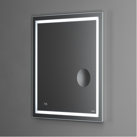 Универсальное зеркало с контурной Led-подсветкой, часами и косметическим зеркалом 65 см AM.PM GEM M91AMOX0653WG - фото 3