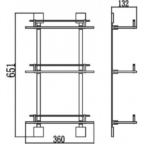 Полка Savol прямая тройная стеклянная 40см (S-06522A-3) - фото 2