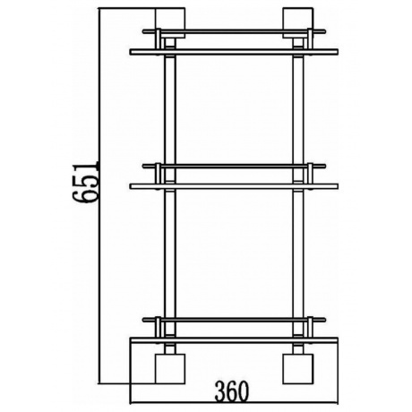 Полка Savol прямая тройная стеклянная 40см (S-06522H-3) - фото 2