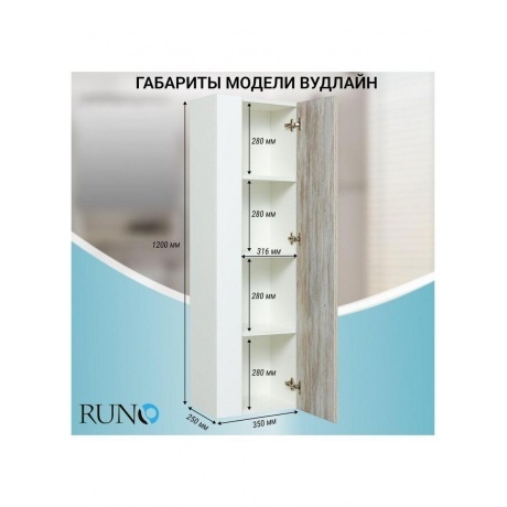 Пенал Runo универсальный подвесной Вудлайн 35 (00-00001012) - фото 9