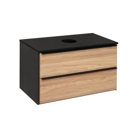 Тумба под раковину Runo подвесная дуб черный (под умывальник Mod...