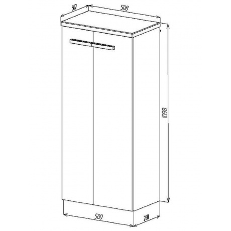 Пенал VIANT "Мюнхен" подвесной белый 280х500х1100 (VMUN50BEL-PENP) - фото 5