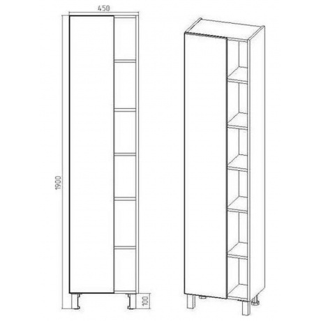 Пенал VIANT &quot;Бостон&quot; правый/левый 300х450х1900 (VBOS450-PEN) - фото 6