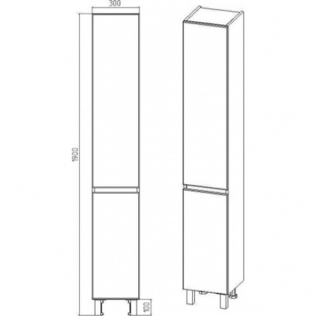 Пенал VIANT "Мальта" правый/левый белый 300х300х1900 (VMAL300BEL-PEN) - фото 2