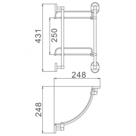 Полка стеклянная угловая Haiba хром (HB1907-2) - фото 2