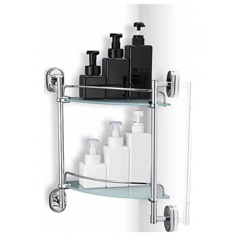 Полка стеклянная угловая Haiba хром (HB1907-2) - фото 3