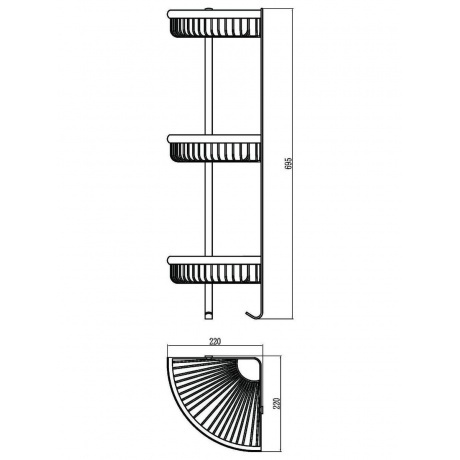 Полка решетка угловая тройная Savol (S-W5854-3) - фото 2