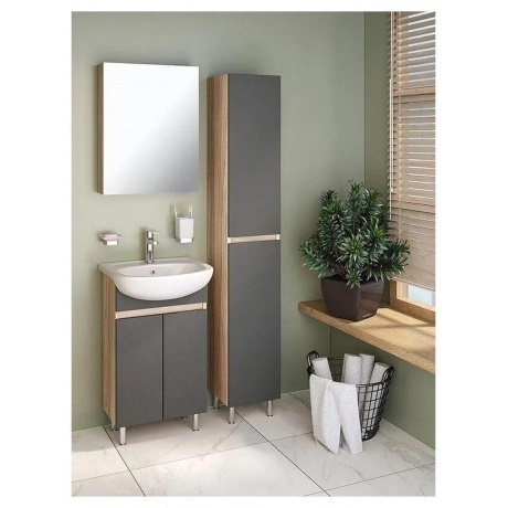 Зеркальный шкаф Runo графит Лада 50 (00-00001160) - фото 3