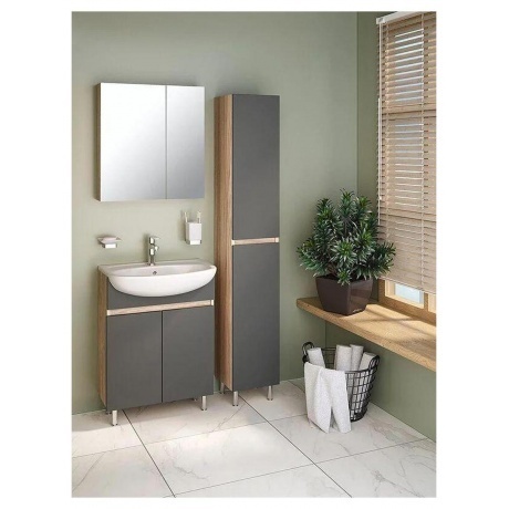 Зеркальный шкаф Runo графит Лада 60 (00-00001161) - фото 3