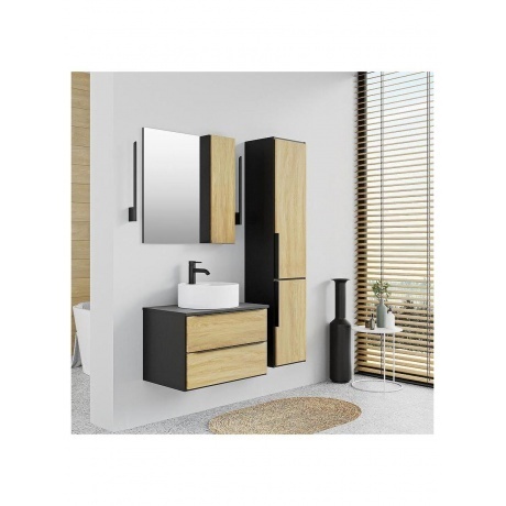 Зеркальный шкаф Runo дуб черный Мальта 70 (00-00001101) - фото 3