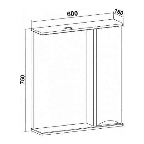 Зеркальный шкаф Runo правый Афина 60 (00-00001171) - фото 3