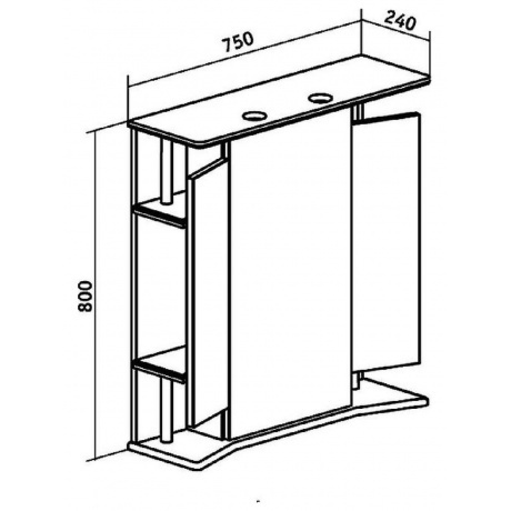 Зеркальный шкаф Runo правый Валенсия 75 (00000000019) - фото 4