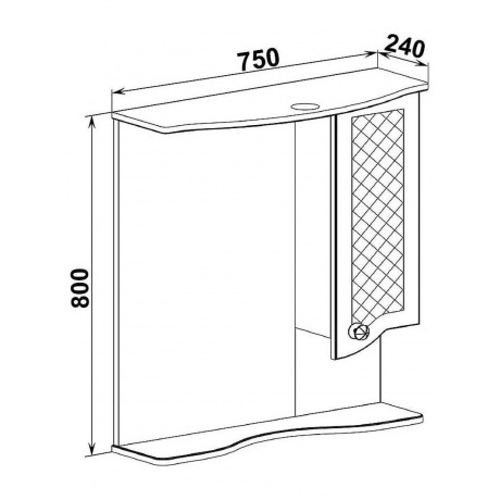 Зеркальный шкаф Runo правый Милано 75 (УТ000002098) - фото 5