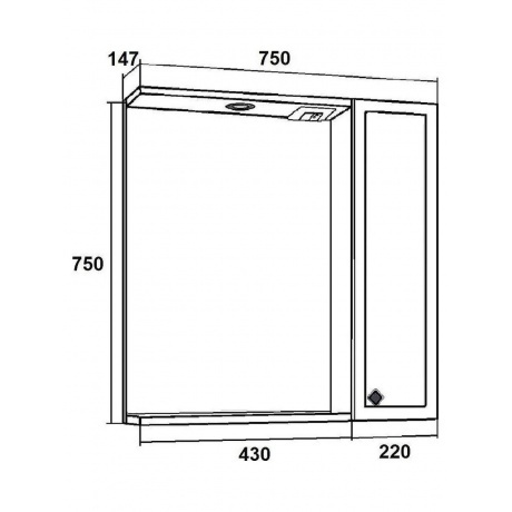 Зеркальный шкаф Runo правый мята Римини 75 (00-00001279) - фото 4