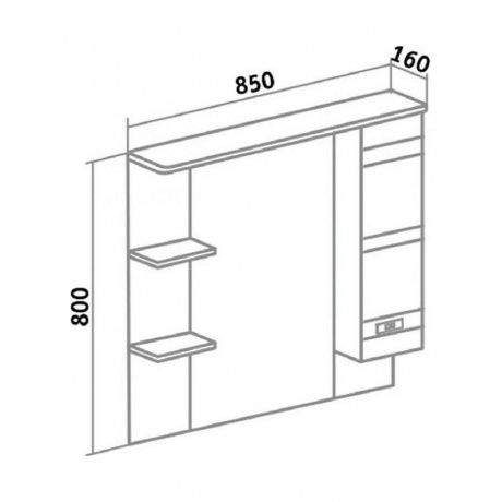 Зеркальный шкаф Runo правый Турин 85 (УТ000002105) - фото 5