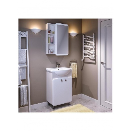 Зеркальный шкаф Runo универсальный белый Капри 55 (УТ000003786) - фото 4