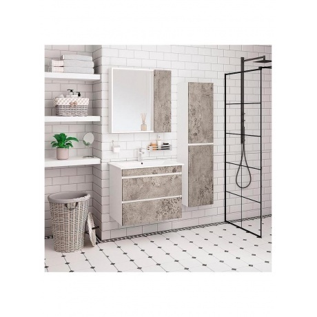 Зеркальный шкаф Runo серый бетон Манхэттен 75 (00-00001017) - фото 4