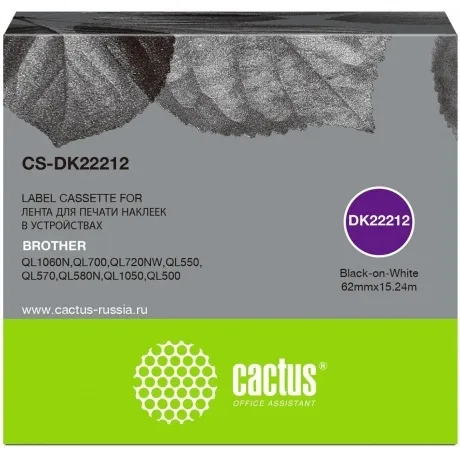 Картридж ленточный Cactus CS-DK22212 DK-22212 черный для Brother...