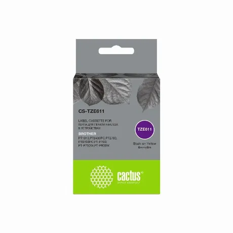 Картридж ленточный Cactus CS-TZE611 TZe-611 черный для Brother 1...