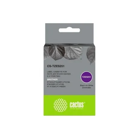 Картридж ленточный Cactus CS-TZES251 TZe-S251 черный для Brother...