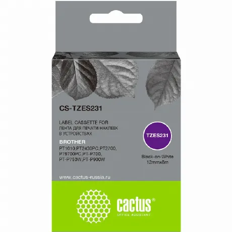 Картридж ленточный Cactus CS-TZES231 TZe-S231 черный для Brother...