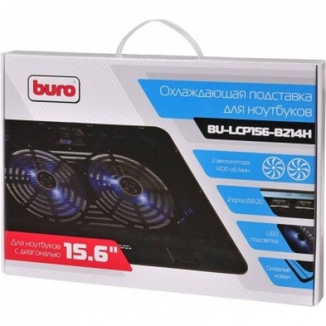 Подставка для ноутбука Buro BU-LCP156-B214H 15.6" (355x255x30мм 2xUSB 2x 140ммFAN 900г) металлическая сетка/пластик черный - фото 8
