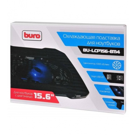 Подставка для ноутбука Buro BU-LCP156-B114 15.6&quot; (357x265x33мм 1xUSB 1x 140ммFAN 345г) металлическая сетка/пластик черный - фото 6