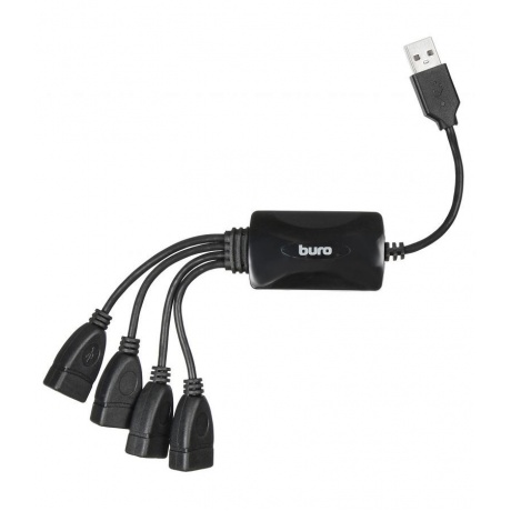 Хаб-разветвитель USB 2.0 Buro BU-HUB4-0.3-U2.0-Splitter 4порт. черный - фото 1