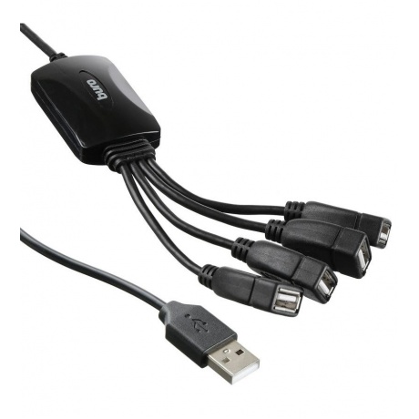 Хаб-разветвитель USB 2.0 Buro BU-HUB4-0.3-U2.0-Splitter 4порт. черный - фото 4