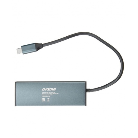 Хаб-разветвитель USB-C Digma HUB-3U3.0С-UC-G 4порт. серый - фото 4