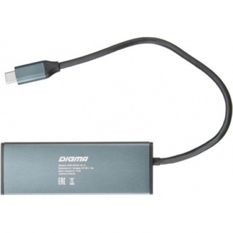 Хаб-разветвитель USB-C Digma HUB-3U3.0С-UC-G 4порт. серый - фото 4