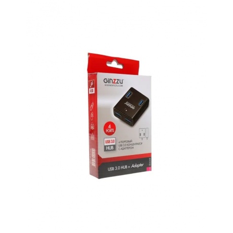 Хаб-разветвитель USB 3.0 Ginzzu GR-384UAB 4порт. черный - фото 11
