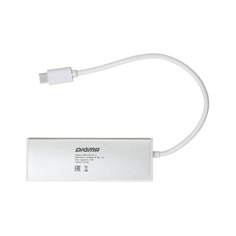 Хаб-разветвитель USB-C Digma HUB-4U3.0-UC-S 4порт. серебристый - фото 4
