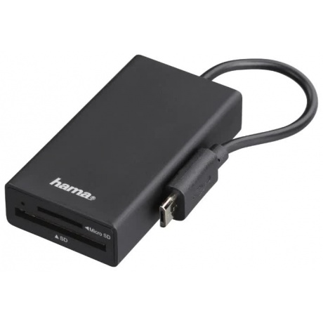 Хаб-разветвитель USB 2.0 Hama OTG Hub/Card/microUSB 1порт. черный (00054141) - фото 2