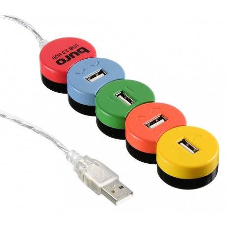 Хаб-разветвитель USB 2.0 Buro BU-HUB4-0.5-U2.0-Snake 4порт. разноцветный - фото 5