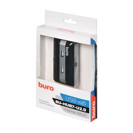 Хаб-разветвитель USB 2.0 Buro BU-HUB7-U2.0 7порт. черный - фото 6